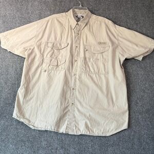 Columbia PFG XXL Mens‎ Short Sleeve Button Up Fishing Shirt Beige Outdoor